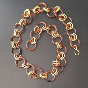 Gold And Brown Link Belt Vintage 41" Long